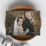 Modern Script Calligraphy Photo Wedding Thank You Card<br><div class="desc">Modern Script Calligraphy Photo Wedding Thank You Card features hand lettered thank you,  portrait photo.The back includes a thank you message that you can personalise or remove if you prefer to hand right your thank you. Click the Edit button to customise this design.</div>