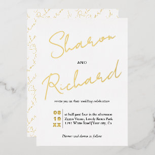 Modern script calligraphy wedding gold