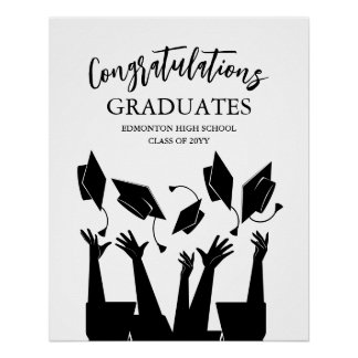 Modern Script Cap Toss School College Graduation Poster