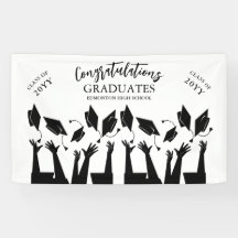 Modern Script Cap Toss White Graduation Party