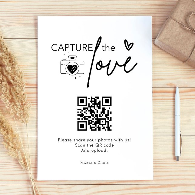 Modern Script Capture The Love QR code  Pedestal Sign (Creator Uploaded)