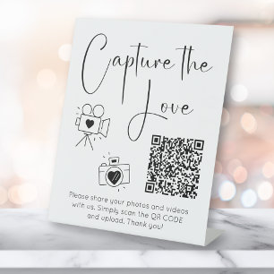 Modern Script Capture The Love Wedding Shower Pedestal Sign