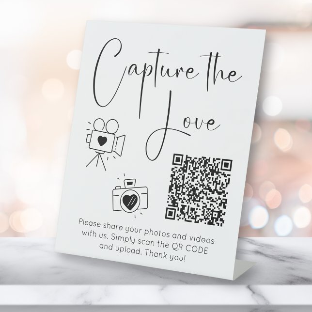 Modern Script Capture The Love Wedding Shower Pedestal Sign (Creator Uploaded)