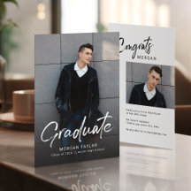Modern Script Casual Photo Graduation Announcement