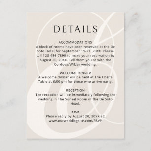 Modern Script Champagne Ampersand Wedding Enclosure Card