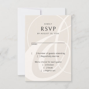 Modern Script Champagne Ampersand Wedding RSVP Card