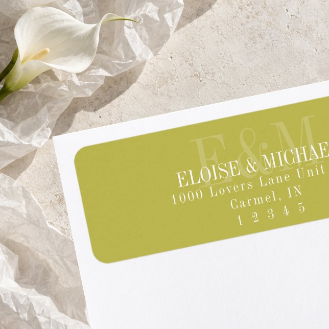 Modern Script Chartreuse Citrus Monogram Wedding (Modern Script Chartreuse Citrus Monogram Wedding Label)