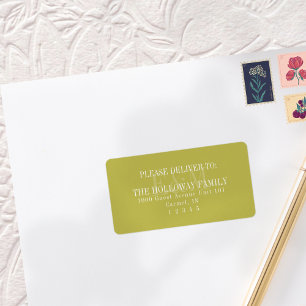 Modern Script Chartreuse Citrus Monogram Wedding Label