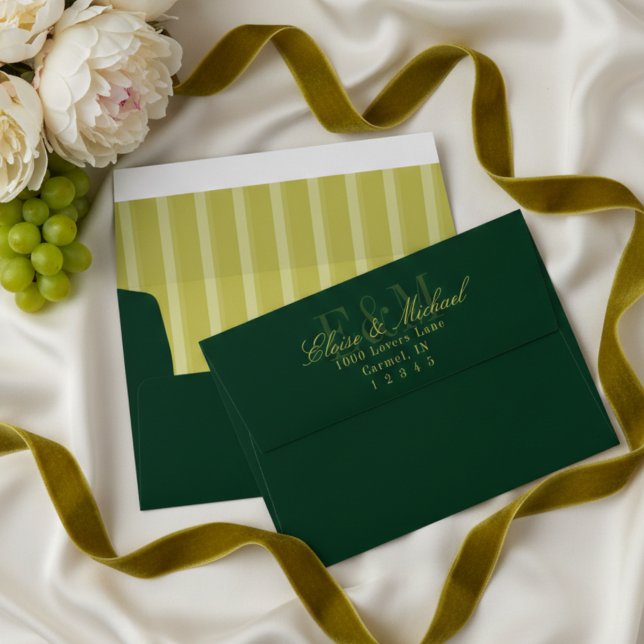 Modern Script Chartreuse Green Monogram Wedding Envelope (Modern Script Chartreuse Green Monogram Wedding Envelope)