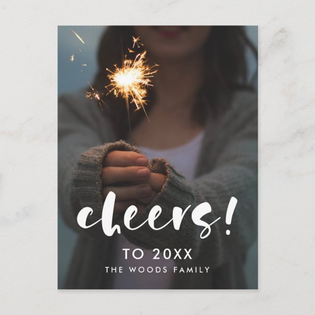 Modern script Cheers to 2026 New Year's photo Postcard (Front)