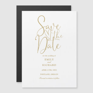 Modern Script Chic Gold Wedding Save The Date Magnetic Invitation