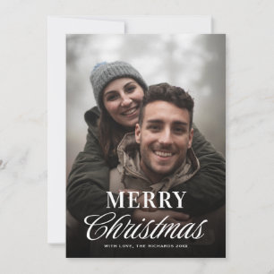 Modern Script Christmas Couple Photo Holiday Card