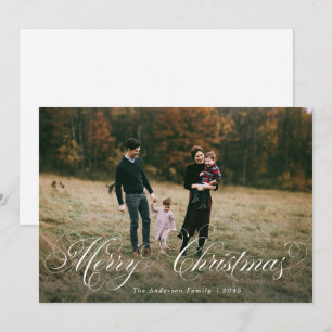 Modern Script Christmas Photo Family Holiday  Card
