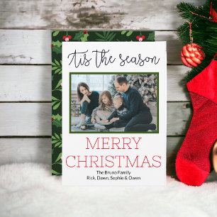 Modern Script Christmas Photo Year in Review    Holiday Card