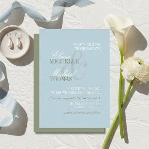 Modern Script Citrus Blue Formal Wedding