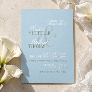 Modern Script Citrus Blue Formal Wedding