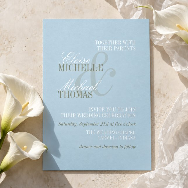 Modern Script Citrus Blue Formal Wedding (Modern Script Citrus Blue Formal Wedding Foil Invitation
)