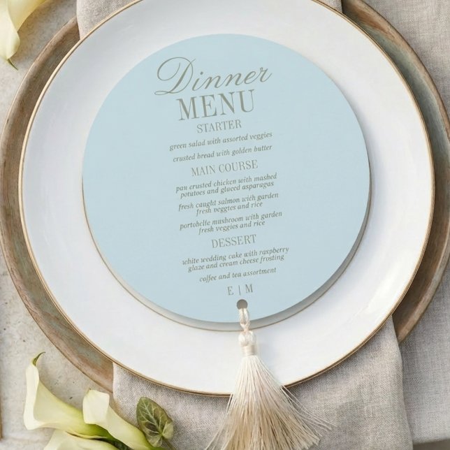 Modern Script Citrus Blue Formal Wedding Menu (Modern Script Citrus Blue Formal Wedding Menu)