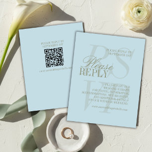 Modern Script Citrus blue QR Formal Wedding RSVP Card