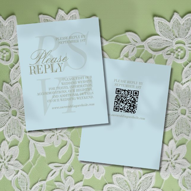 Modern Script Citrus blue QR Formal Wedding  RSVP Card (Invite guest to give their response for your big day with this Modern Script Citrus Blue Formal RSVP)