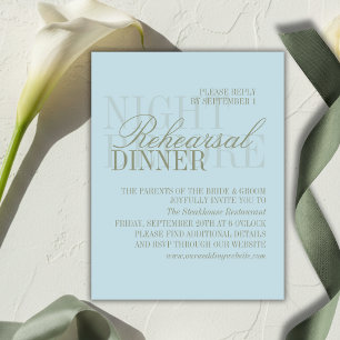 Modern Script Citrus Blue Wedding Rehearsal Enclosure Card