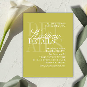 Modern Script Citrus Green Wedding Details QR Enclosure Card