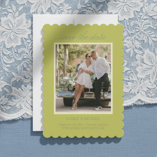 Modern Script Citrus Green Wedding Photo Save The Date