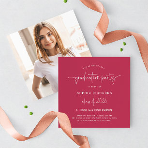 Modern Script Class of 2025 Photo Graduation Party Invitation