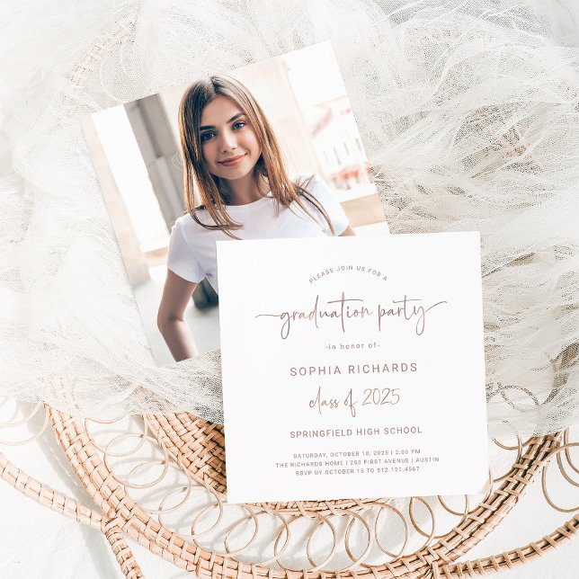 Modern Script Class of 2025 Photo Graduation Party Invitation (Creator Uploaded)