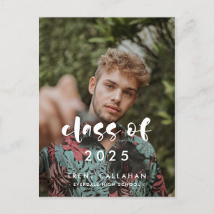 Modern script Class of 2025 Photo graduation Postcard