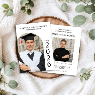 Modern Script Class of Graduation 2 Photo Invitation