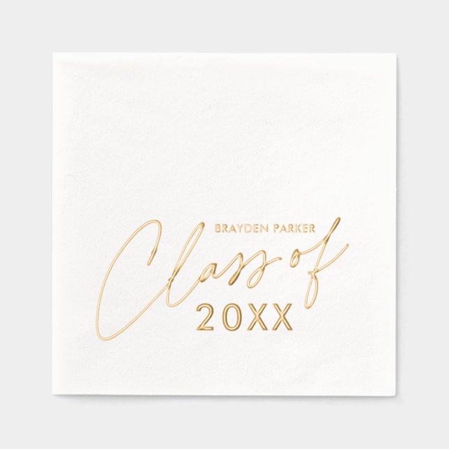 Modern Script Class of Graduation Foil Napkins (Front)