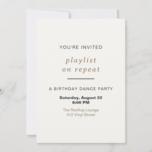 Modern Script	Clean Invitation playlist on repeat (Front)