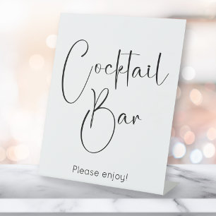 Modern Script Cocktail Bar Pedestal Sign