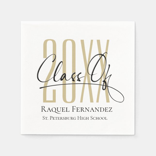 Modern Script Collage Graduation Party Napkin (Front)