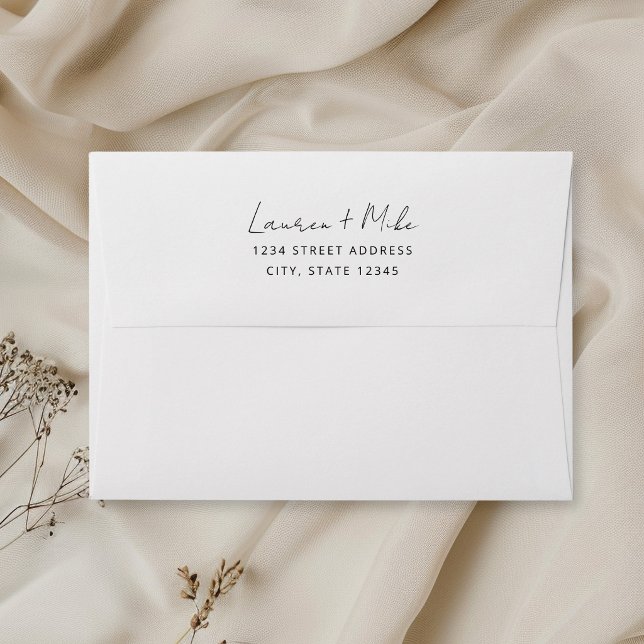 Modern Script Colour Lined Wedding Return Address Envelope (Creator Uploaded)