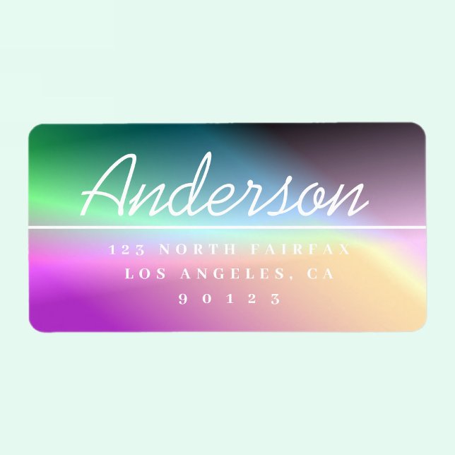 Modern Script Colourful Ombre Return Address Label (Creator Uploaded)