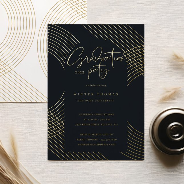 Modern Script Concentric Arches Graduation Party (Modern Script Concentric Arches Graduation Party Foil Invitation)