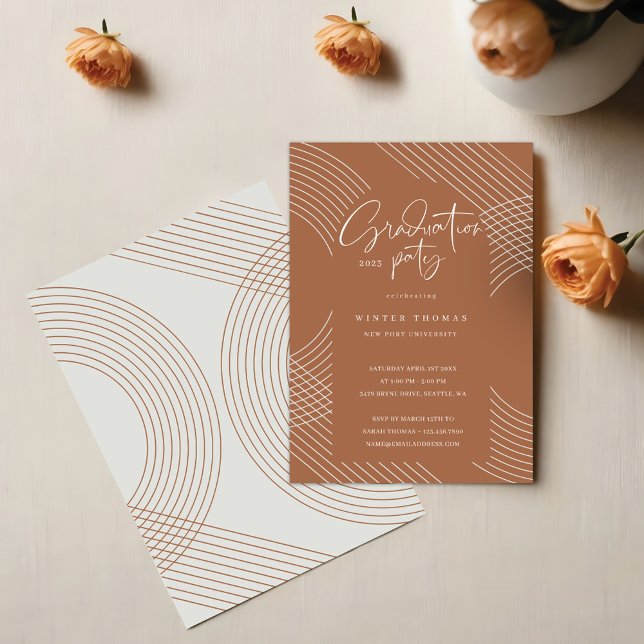Modern Script Concentric Arches Graduation Party Invitation (Modern Script Concentric Arches Graduation Party Invitation)