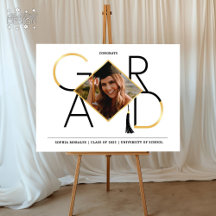 Modern Script Congrats Grad Photo Welcome Sign