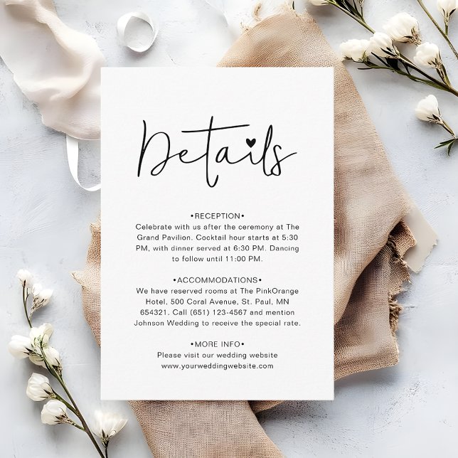 Modern Script Contemporary Wedding Details Enclosure Card (Creator Uploaded)