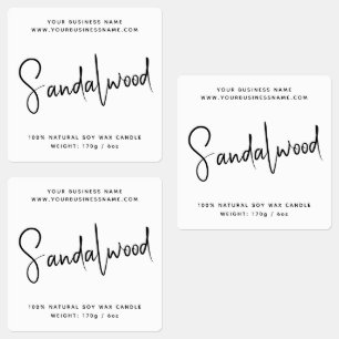 Modern script cosmetics candle label