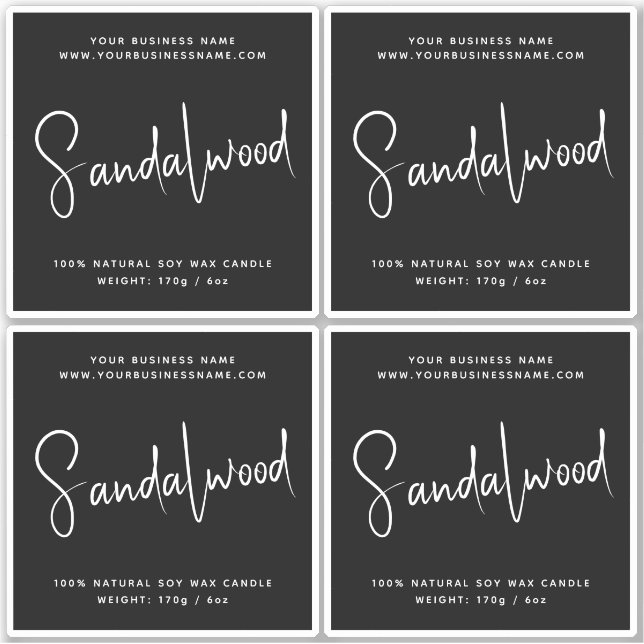 Modern script cosmetics candle label (Front)