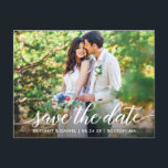 Modern Script Couple Photo Save The Date W Announcement Postcard<br><div class="desc">Modern Script Couple Photo Save The Date Engagement Announcement Postcard</div>
