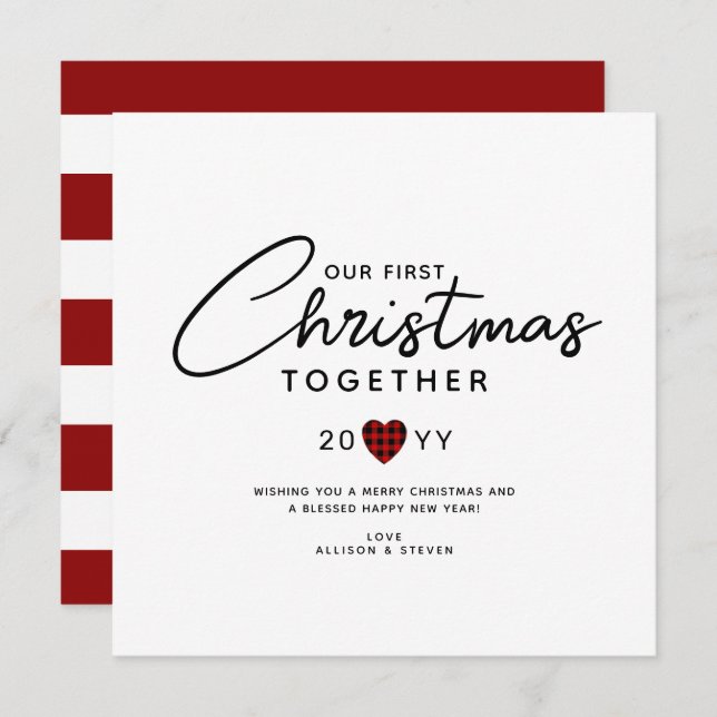 Modern Script Couples First Christmas Holiday Card (Front/Back)