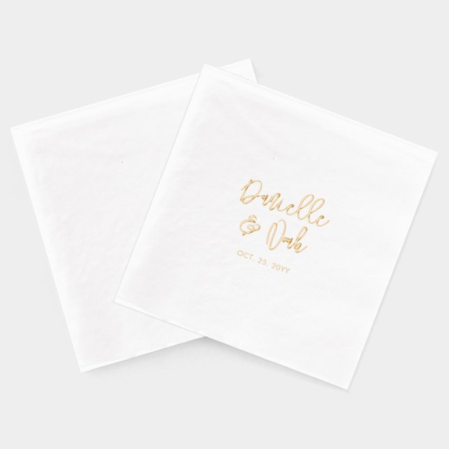 Modern Script Couples Name Custom Wedding  Foil Napkins (Back)