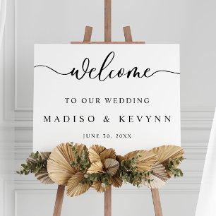Modern Script Couples Names Wedding Welcome Sign