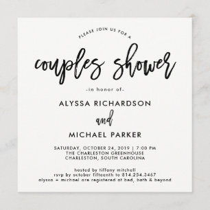Modern Script Couples Shower Invitation
