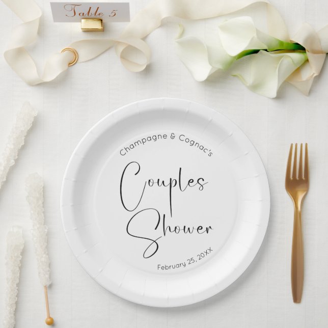 Modern Script Couples Shower Paper Plate (Wedding)
