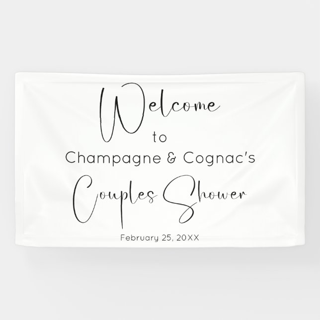 Modern Script Couples Shower Welcome Banner (Horizontal)